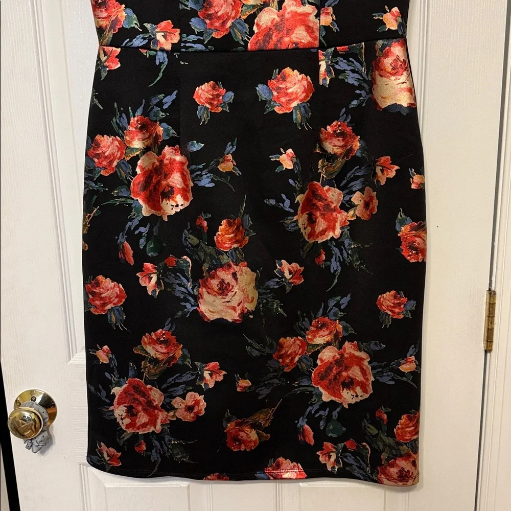 Olivia Matthews Black Red Dress 14 Rose Floral Moody Romantic Goth Noir